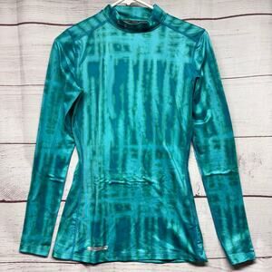 Under Armour ColdGear Mock Neck Shirt Women's Small Tie Dye Turquoise